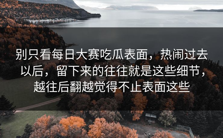 别只看每日大赛吃瓜表面，热闹过去以后，留下来的往往就是这些细节，越往后翻越觉得不止表面这些